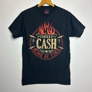 ZION ROOTSWEAR JHONNY CASH Ring Of Fire Black-Red Tee Shirt Vtg Y2K size S